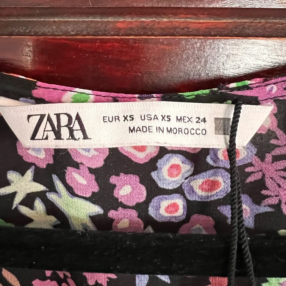 NWOT Zara Floral Ruched Minidress Sweetheart Neck size Extra Small